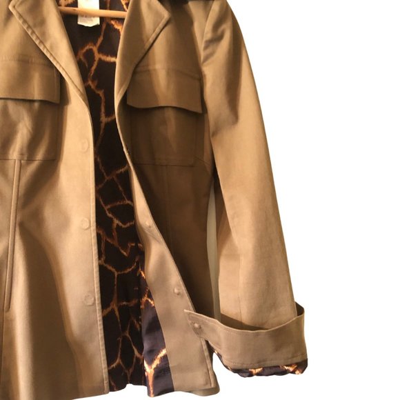 DOLCE & GABBANA Tan Cotton Single Breasted Blazer With Leopard Print Lining - Picture 3 of 12